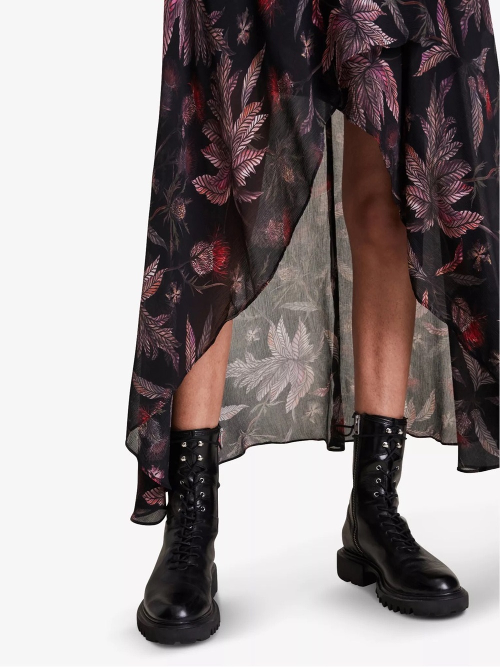 All Saints Slvina Harris Floral Woven Maxi Skirt Size 2 - Picture 4 of 14